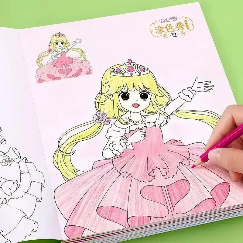 6Books Princess Coloring Book Kids Girls Primary School Students'