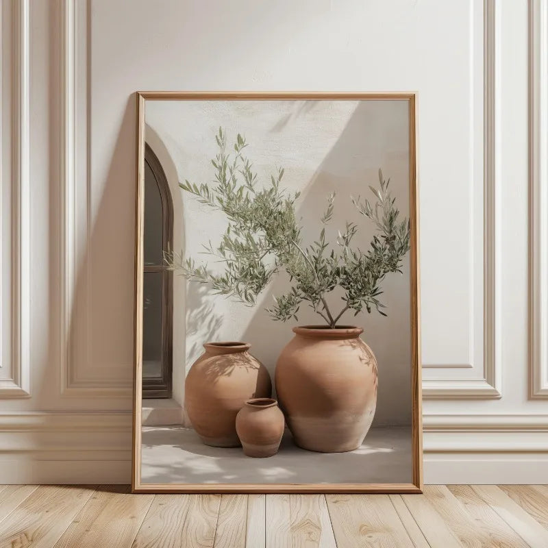 Minimalist Olive Tree Botanical Canvas Wall Art | Mediterranean Print