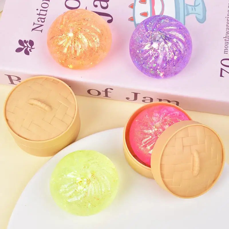 Glitter Steamed Bun Squeeze Ball – Stress Relief Squishy Toy