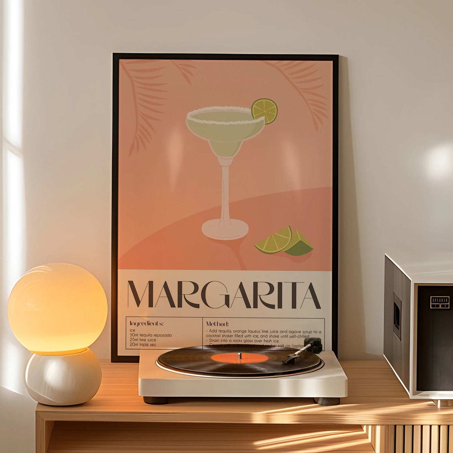 Modern Margarita Cocktail Canvas Wall Art Print | Bar Decor