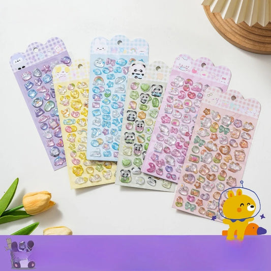3D Relief Cartoon Crystal Stickers – Phone, Journal & Anime Decor Decorative Sticker Sheet Peaceful Pleasures Health and Wellness