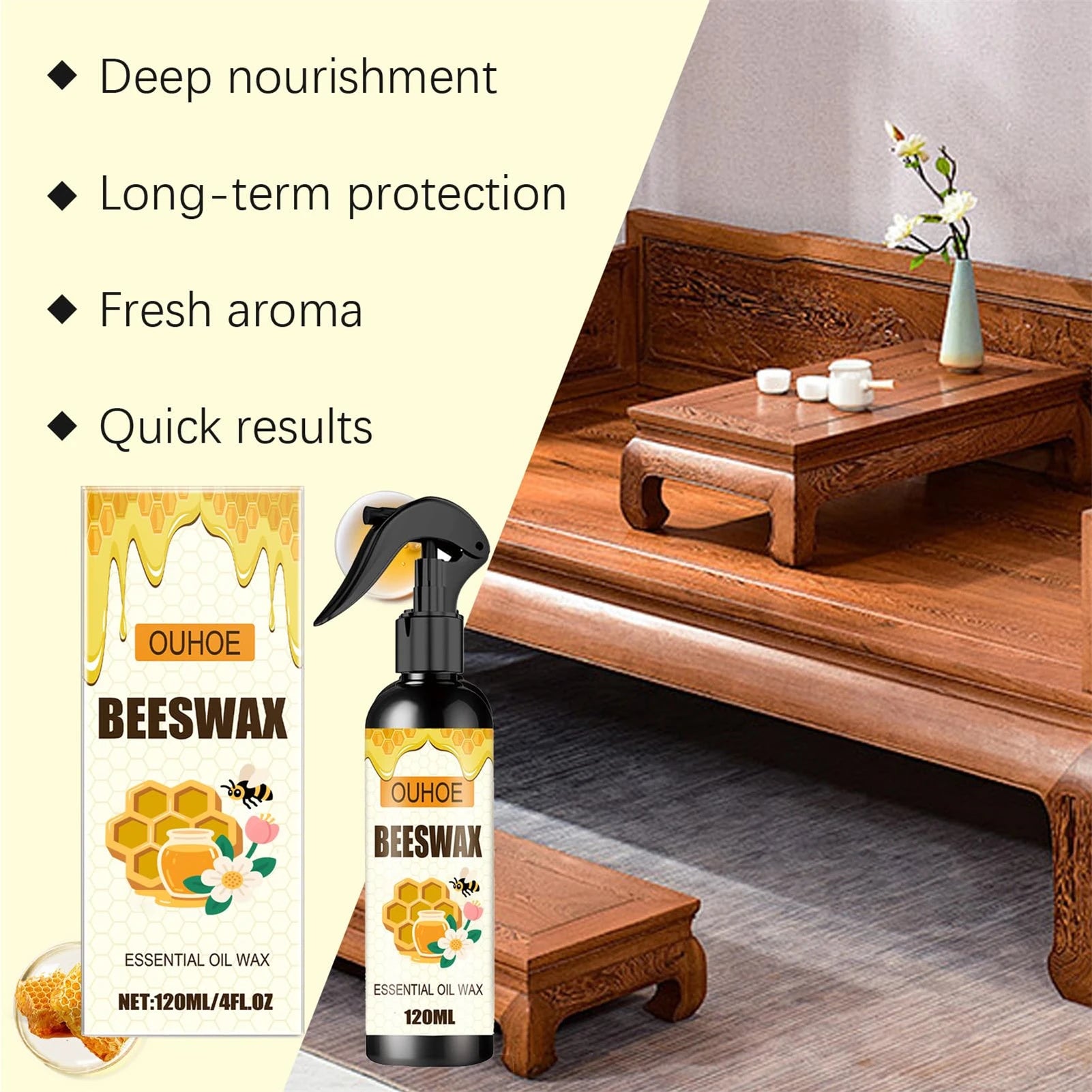 Natural Beeswax Spray For Wood Furniture Brightens Care Polished Wax for Regular Hardwood Floors Peaceful Pleasures Health and Wellness