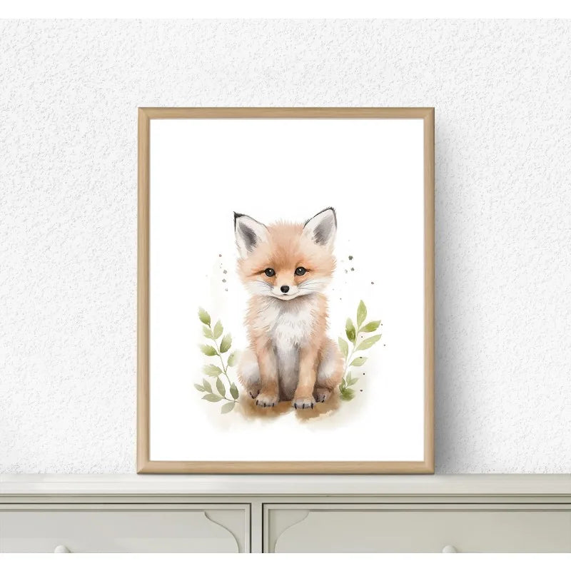 Watercolour Kawaii Woodland Baby Animals Bear Rabbit Raccoon Poster Canvas Painting Wall Art Pictures Home Bedroom Decor Peaceful Pleasures Health and Wellness 1 30x40cm Unframed