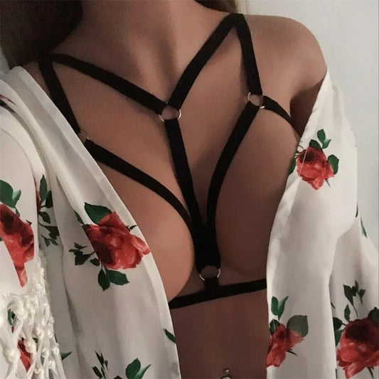 Sexy Body Harness Women Black Harajuku Neck Cage Bra Fetish Lingerie Peaceful Pleasures Health and Wellness
