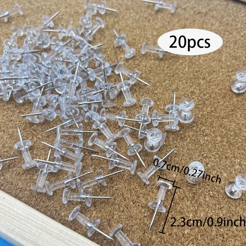 Transparent Push Pins Thumb Tacks with Box – 20/50/100 Pack