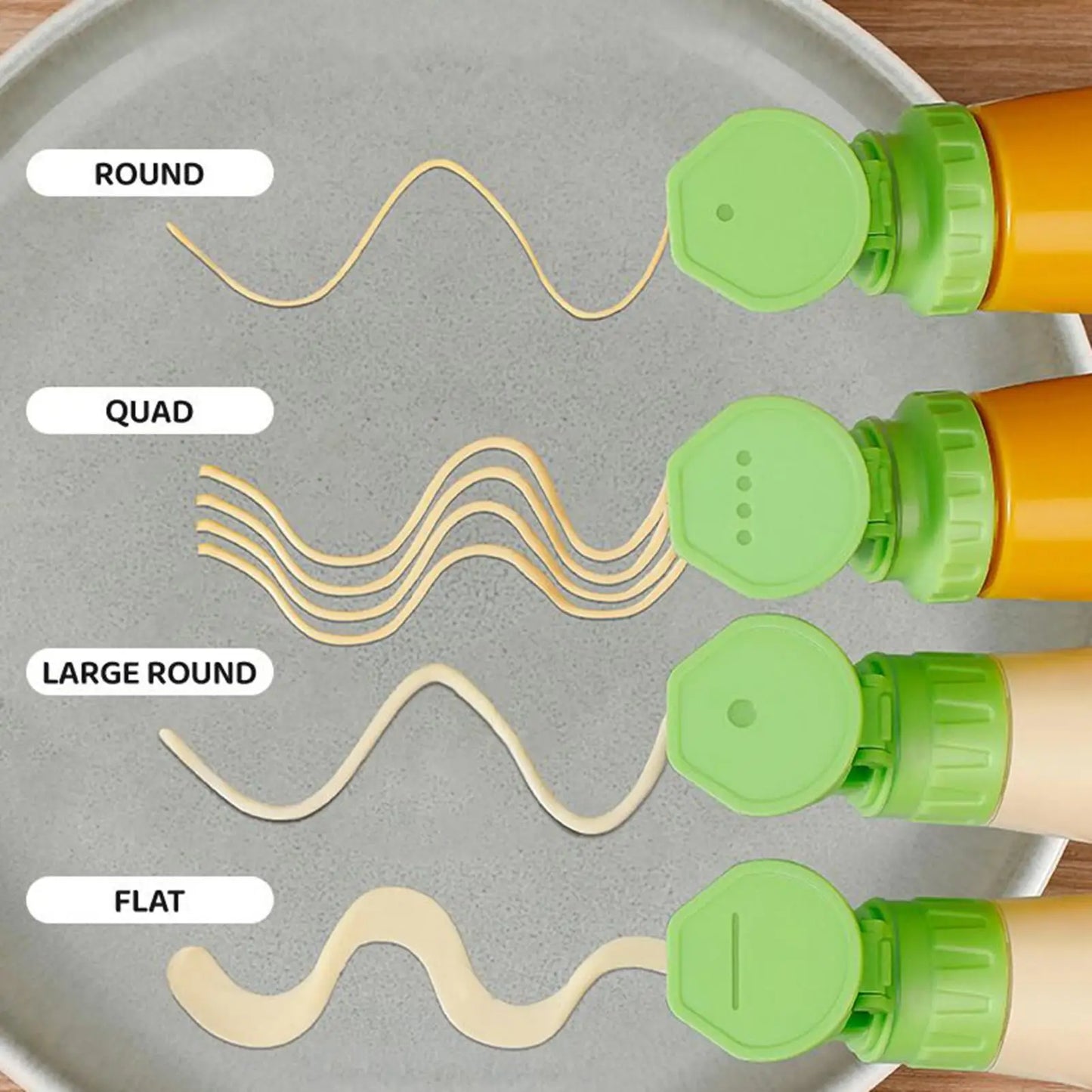 4-Pack Squeeze Bottle Caps | Condiment Dispenser Lids Set