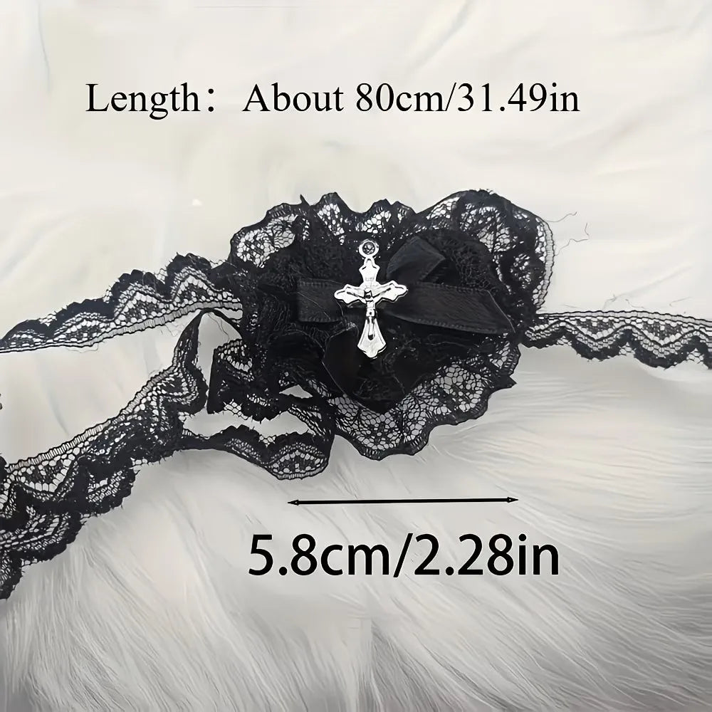 UYEE Beltgothic Lace Heart Thigh Garter Waist Sash Cross Charm Leg