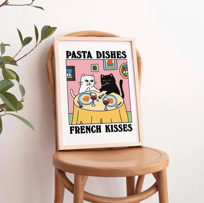 Cartoon Cat Canvas Wall Art Print | Kids & Living Room Decor