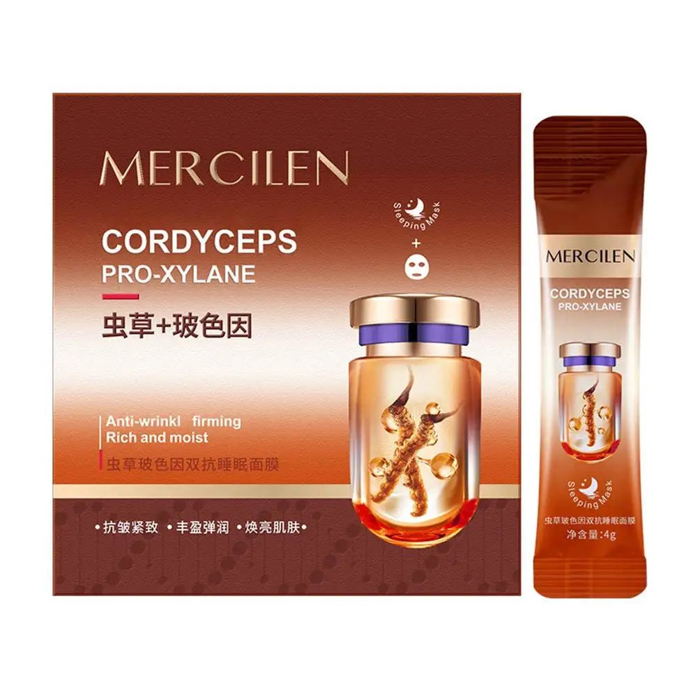 20pcs Mercilen Cordyceps Pro-Xylane Sleeping Facial Masks Anti Wrinkle Moisturizing Whitening Anti-Aging Face Mask Skin Care Peaceful Pleasures Health and Wellness 20pcs