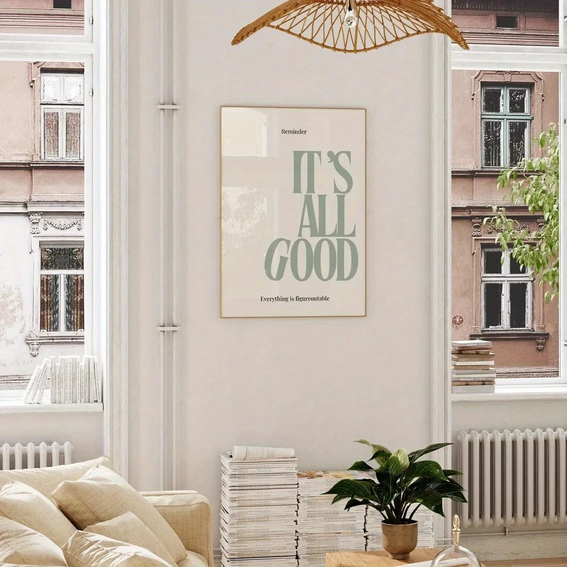 Sage Green "It Is All Good" Quote Canvas Wall Art Print