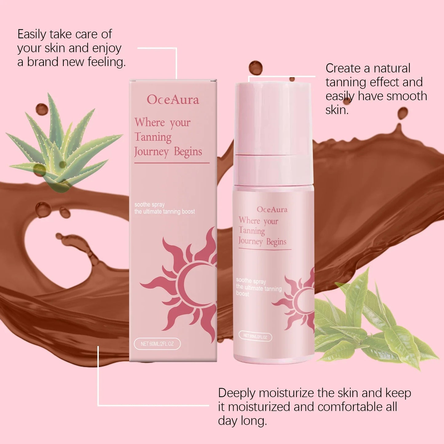 OceAura Self Tanning Spray – Natural Bronze Glow, 60ml