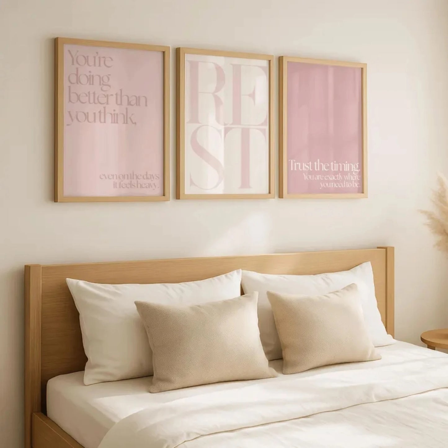 Pink Minimalist Quote Canvas Wall Art | Calm Feminine Decor