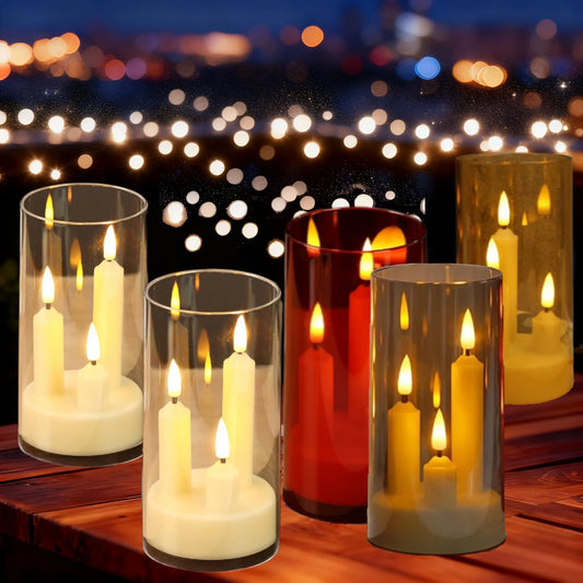 Flameless 3 in 1 LED Taper Candles with 15CM Lampshade Battery Operated Flickering Electric Window Candles for Christmas Wedding Peaceful Pleasures Health and Wellness