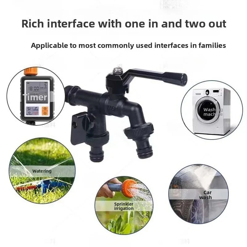 Black Anti-Freeze Outdoor Garden Faucet – Dual Outlet 1/2"