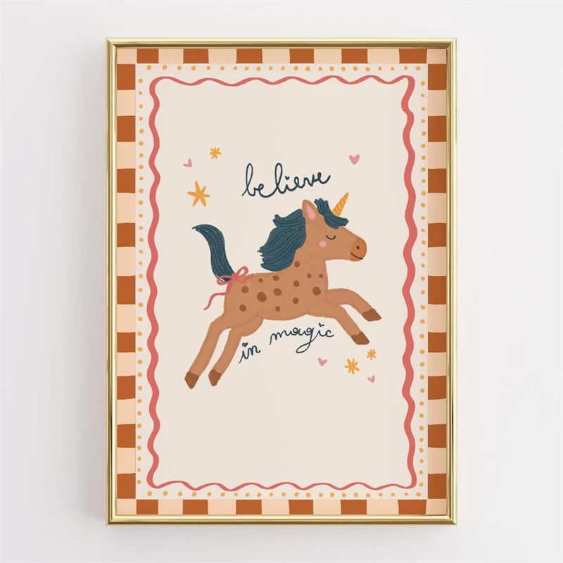 Minimalist Animal Print Canvas Wall Art | Colorful Eclectic Poster