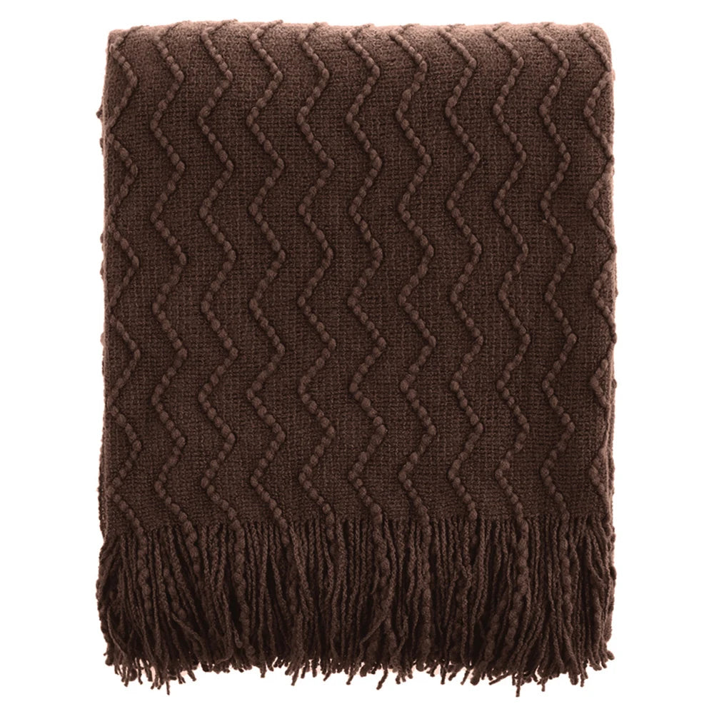 Battilo Green Knit Throw Blanket For Bed Lightweight Sofa Blanket With Tassels Decorative Knitted Plaid Blanket For Spring Decor Peaceful Pleasures Health and Wellness Brown 127x152cm