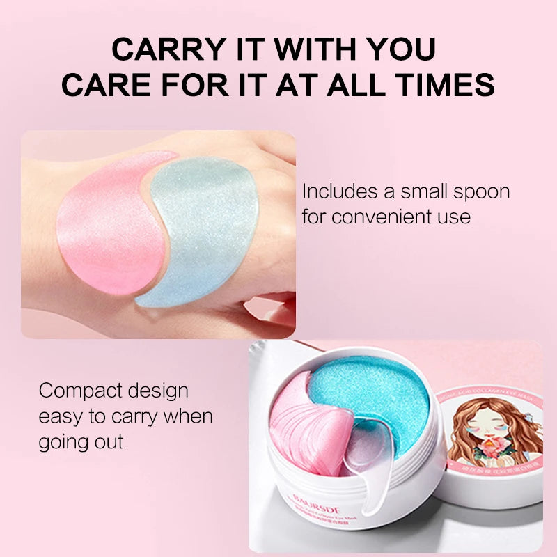Cherry Blossom & Collagen Dual-Tone Eye Mask - Hydrating, Moisturizing & Nourishing Under Eye Patches 30pairs/Bottle Peaceful Pleasures Health and Wellness