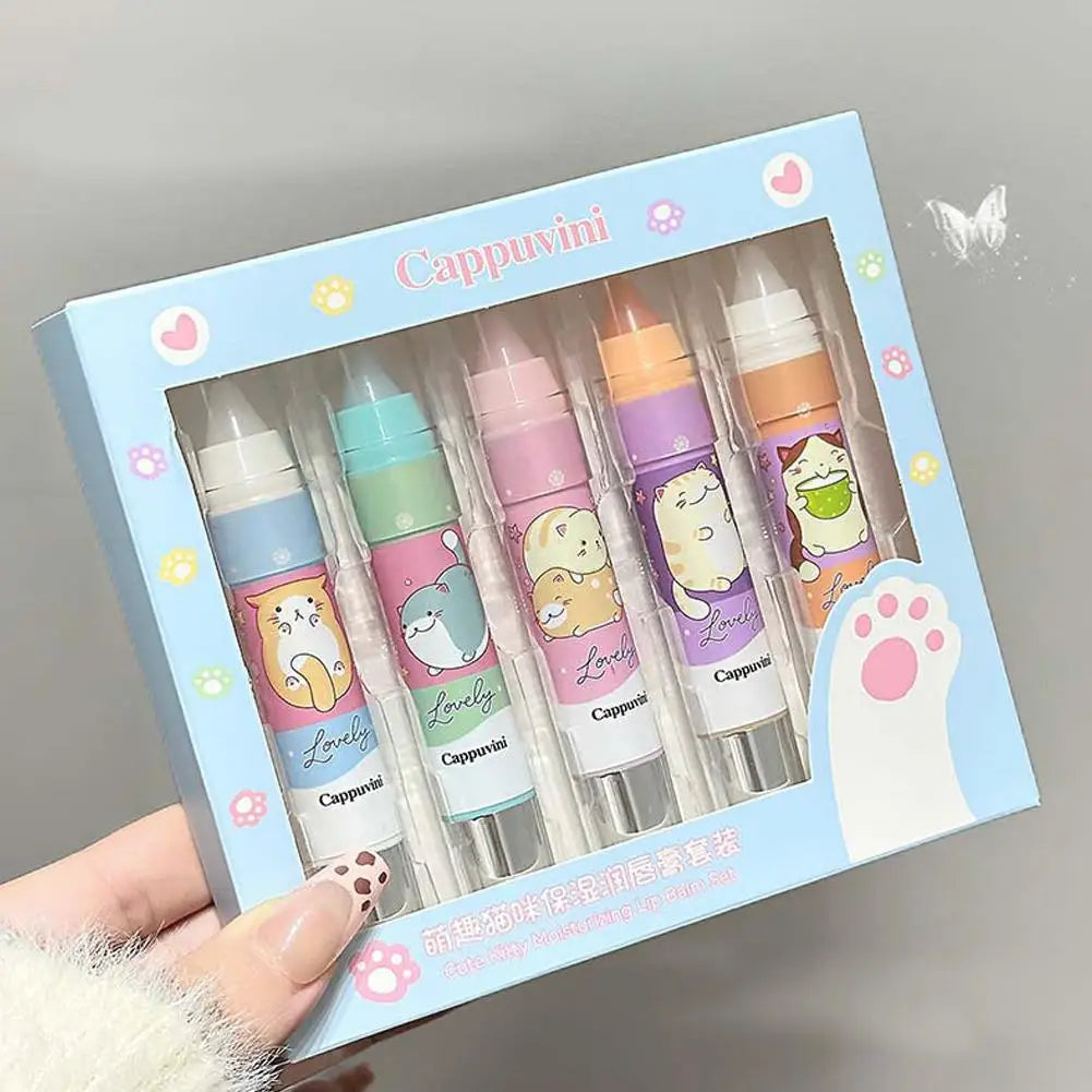 Cute Crystal Jelly Lip Balm Set – 5 Flavors & Color-Changing