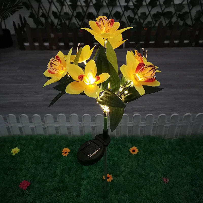 Solar Orchid LED Garden Stake Light | Waterproof Lawn Flower Lamp