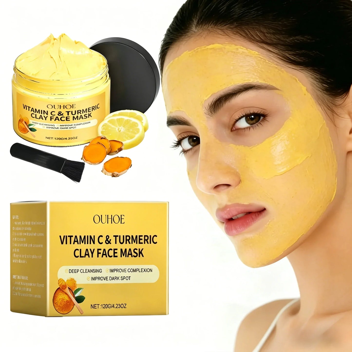 OUHOE Turmeric Vitamin C Clay Mask – Pore Cleanse & Glow