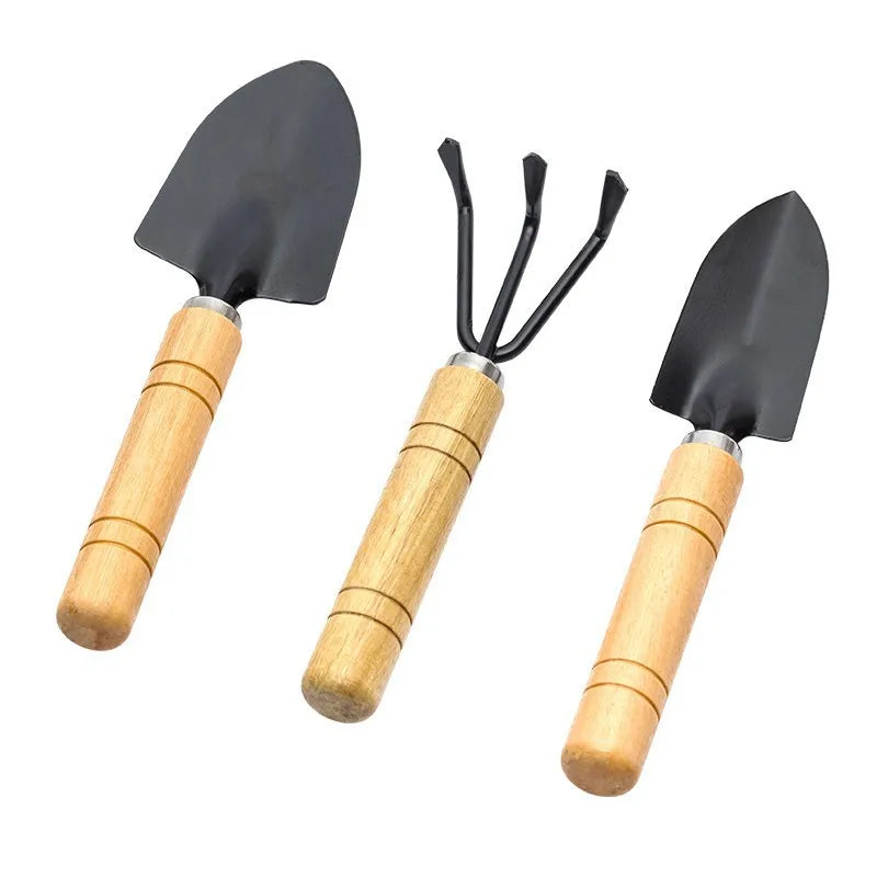 3-Piece Mini Garden Tool Set – Shovel, Rake & Trowel