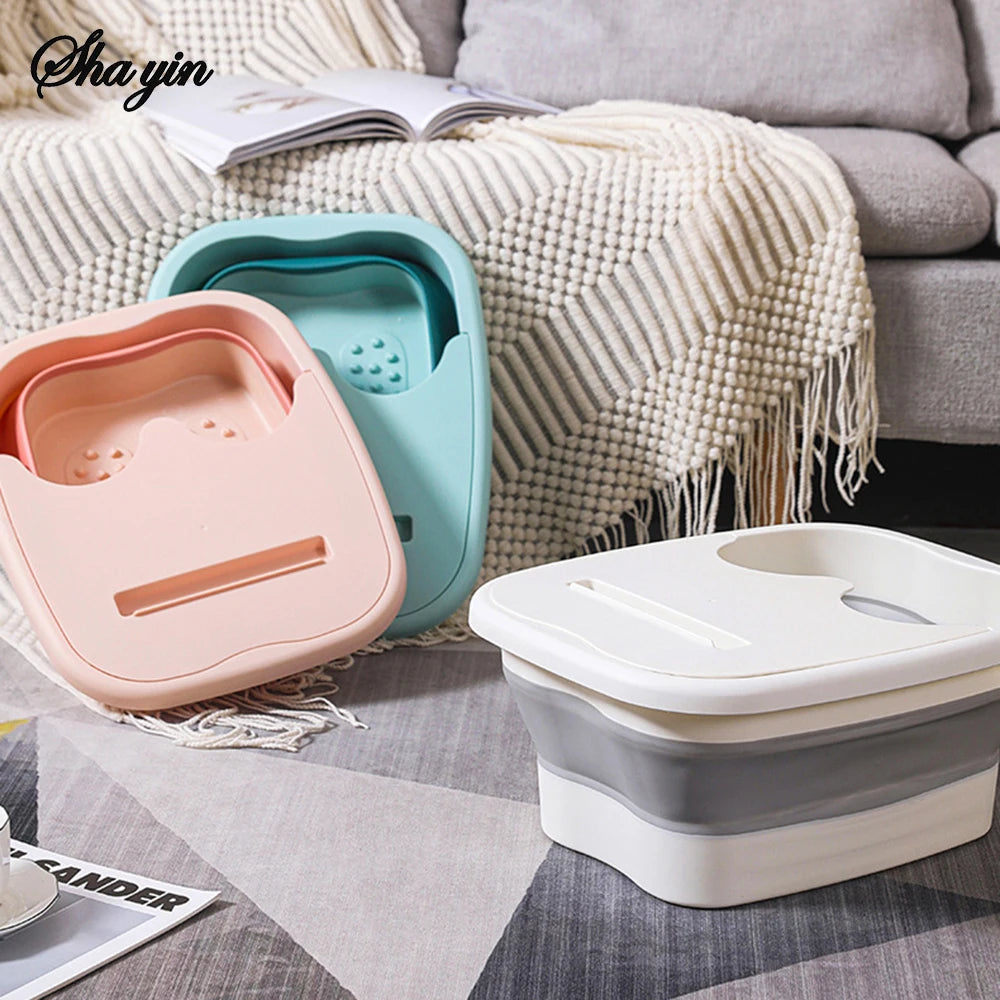 Foldable foot bath tub – portable, covered basin with ergonomic design, suitable for travel and home use Peaceful Pleasures Health and Wellness