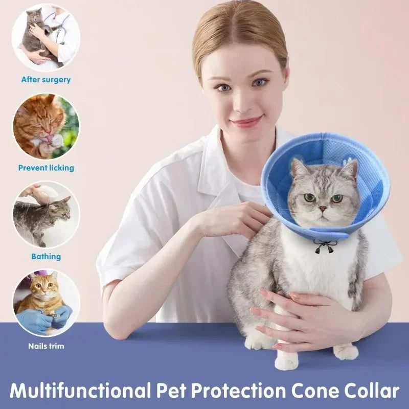 Adjustable Cat Cone Collar Soft Cute Cats Recovery Collar Protective Pet After Surgery Lightweight Elizabethan Collars for Pet Peaceful Pleasures Health and Wellness