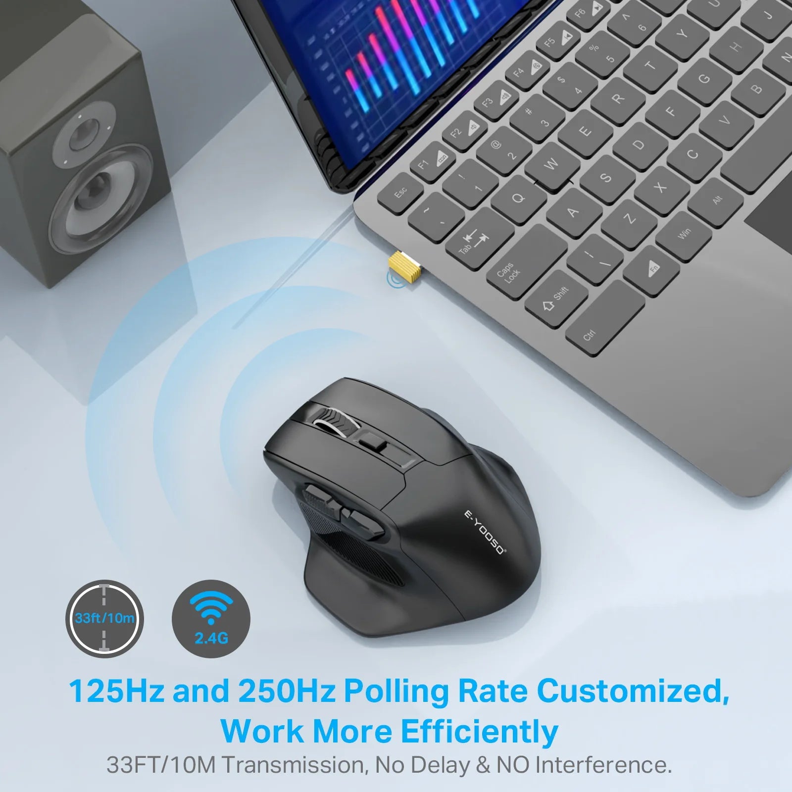 E-YOOSO X-31 2.4G Wireless Ergonomic Gaming Mouse, 4800 DPI Sweatproof & Slip-Resistant Large Optical Mouse for PC, Mac, Laptop Peaceful Pleasures Health and Wellness