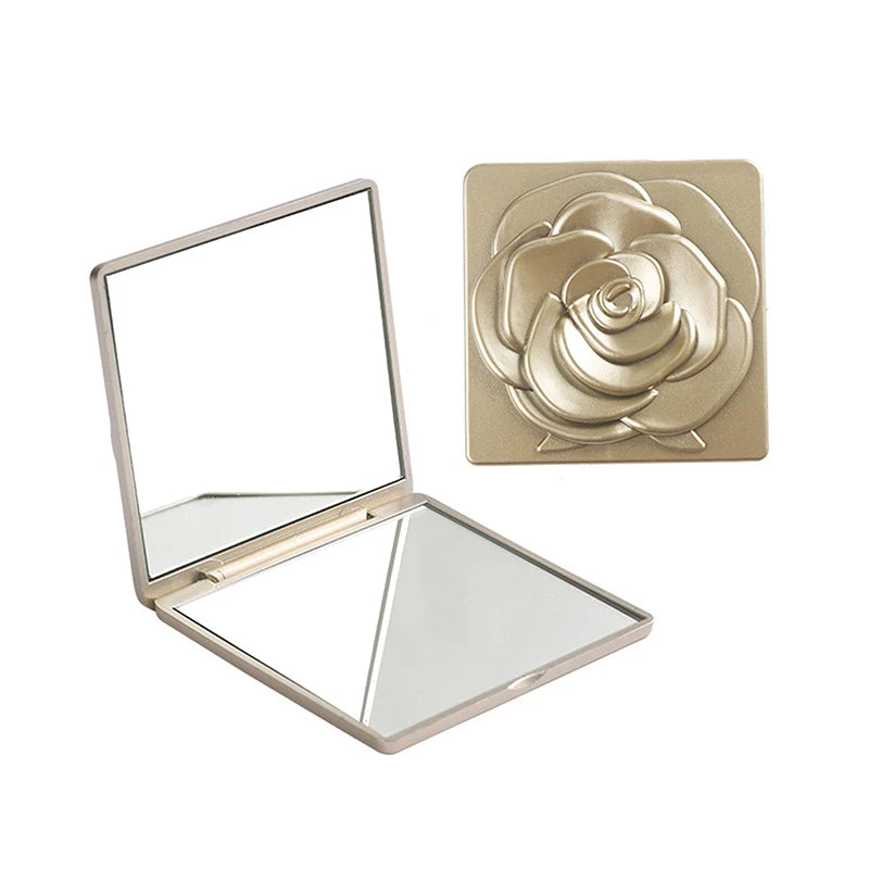 Retro Rose Double-Sided Pocket Compact Mirror | Makeup Tool