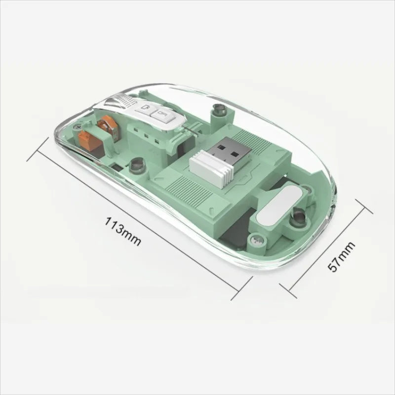 3 Modes Wireless Bluetooth Transparent Gaming Mouse DPI Adjustable Rechargeable Battery Display Silent Mice for PC ipad Laptop Peaceful Pleasures Health and Wellness