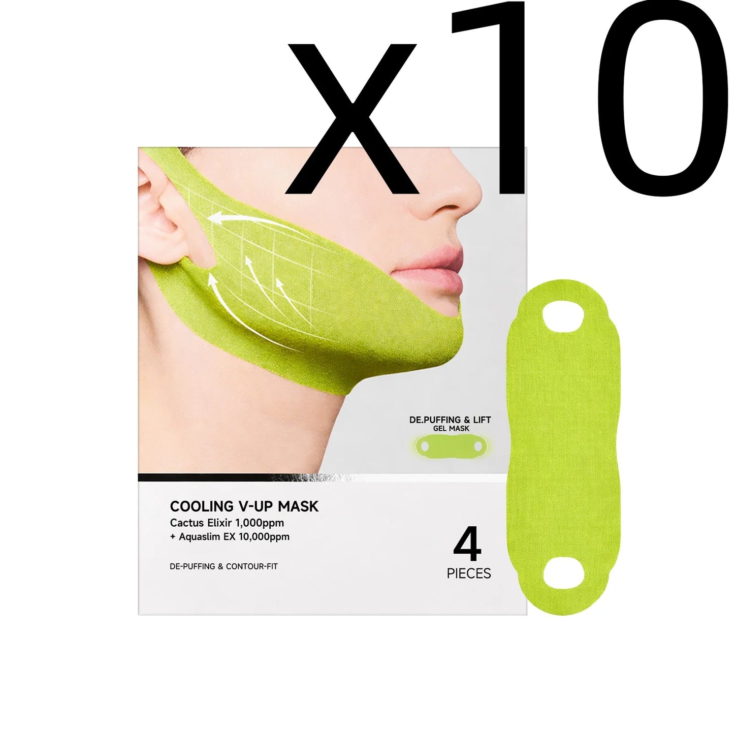 Centella Asiatica Face Lifting Mask Lift Facial Contour Tighten Skin Firm Cheek Enhance Firmness Easy Apply Face Shaping Bandage Peaceful Pleasures Health and Wellness 4pcs Boxed X 10PCS