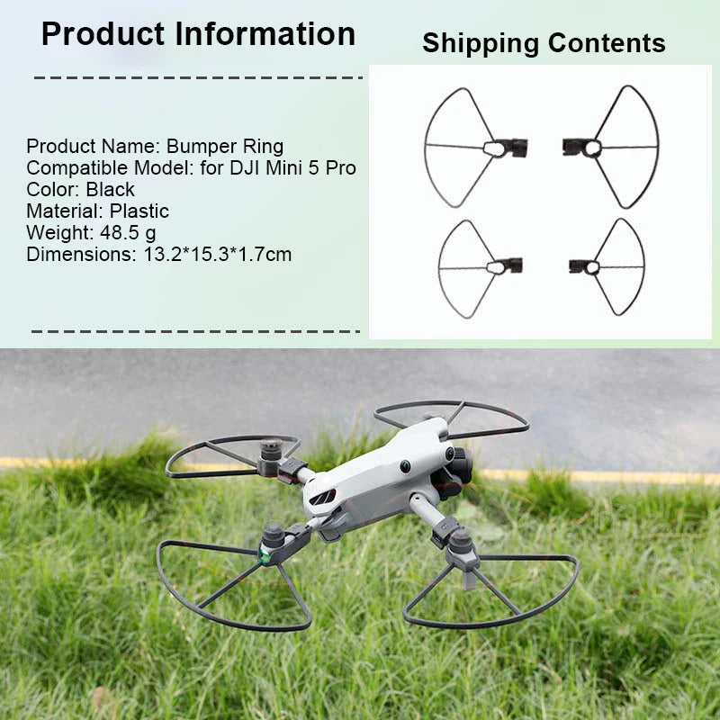 Protective Bumper Ring For DJI Mini5 Pro Drone Propeller Guard Anti-Collision Protectors Prop Bumper With Heightened Tripod Peaceful Pleasures Health and Wellness C