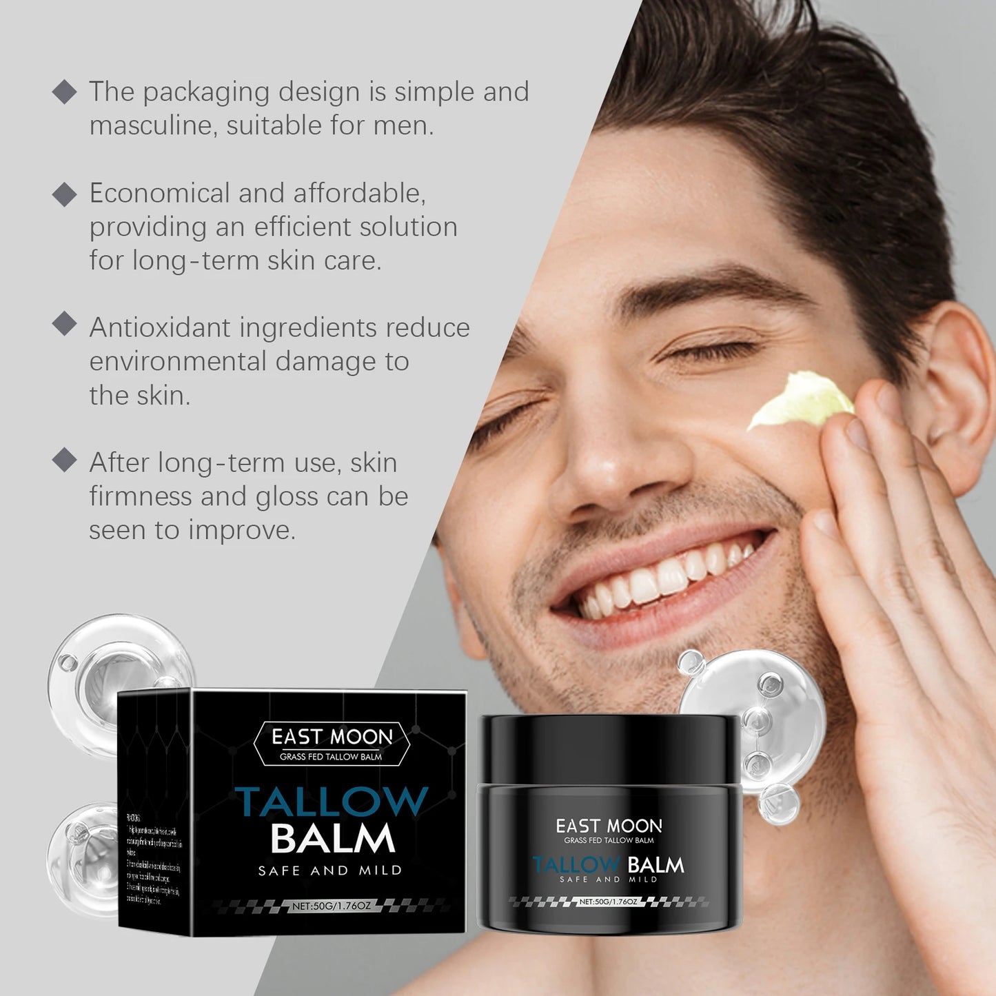 East Moon Men's Firming Face Cream | Collagen, Retinol & Hyaluronic Acid