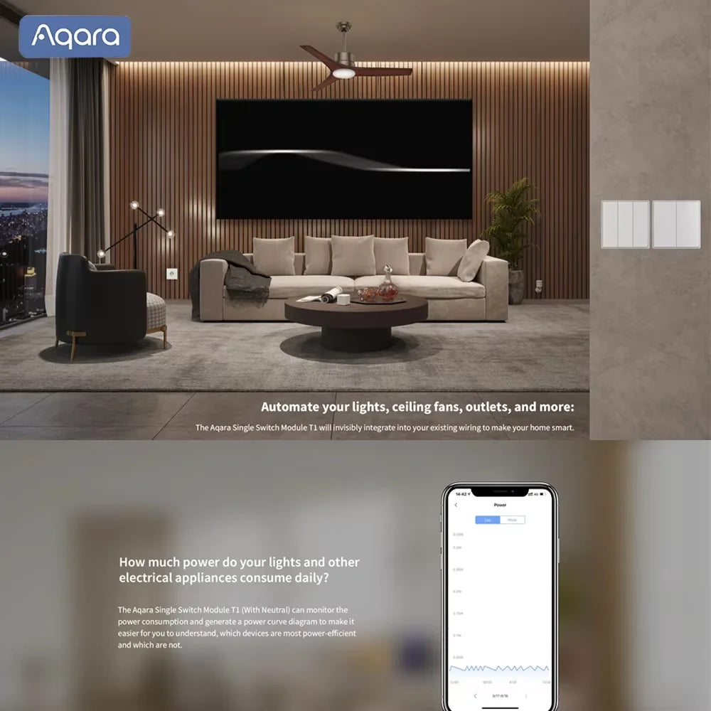 Aqara Single Chiannel Relay Controller T1 Switch module Zigbee 3.0 Neutral Smart home Timers Remote Control work with Homekit Peaceful Pleasures Health and Wellness