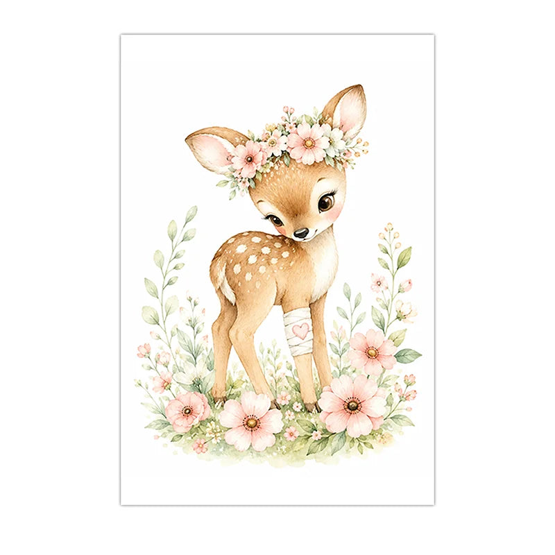 Nursery Animal Wall Art Canvas Painting Watercolor Cartoon Poster Baby Bedroom Home Decor Peaceful Pleasures Health and Wellness 08 21X30cm No Frame China Mainland