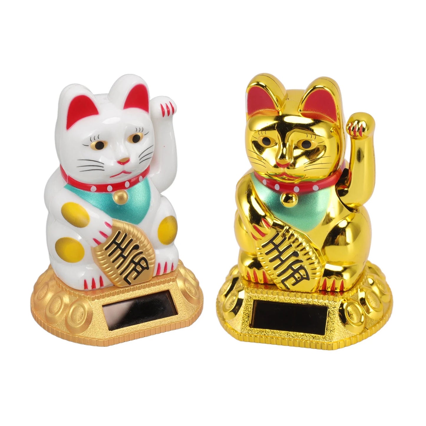 Chinese Lucky Cat Decoration Waving Arm Solar Light Induction Statue