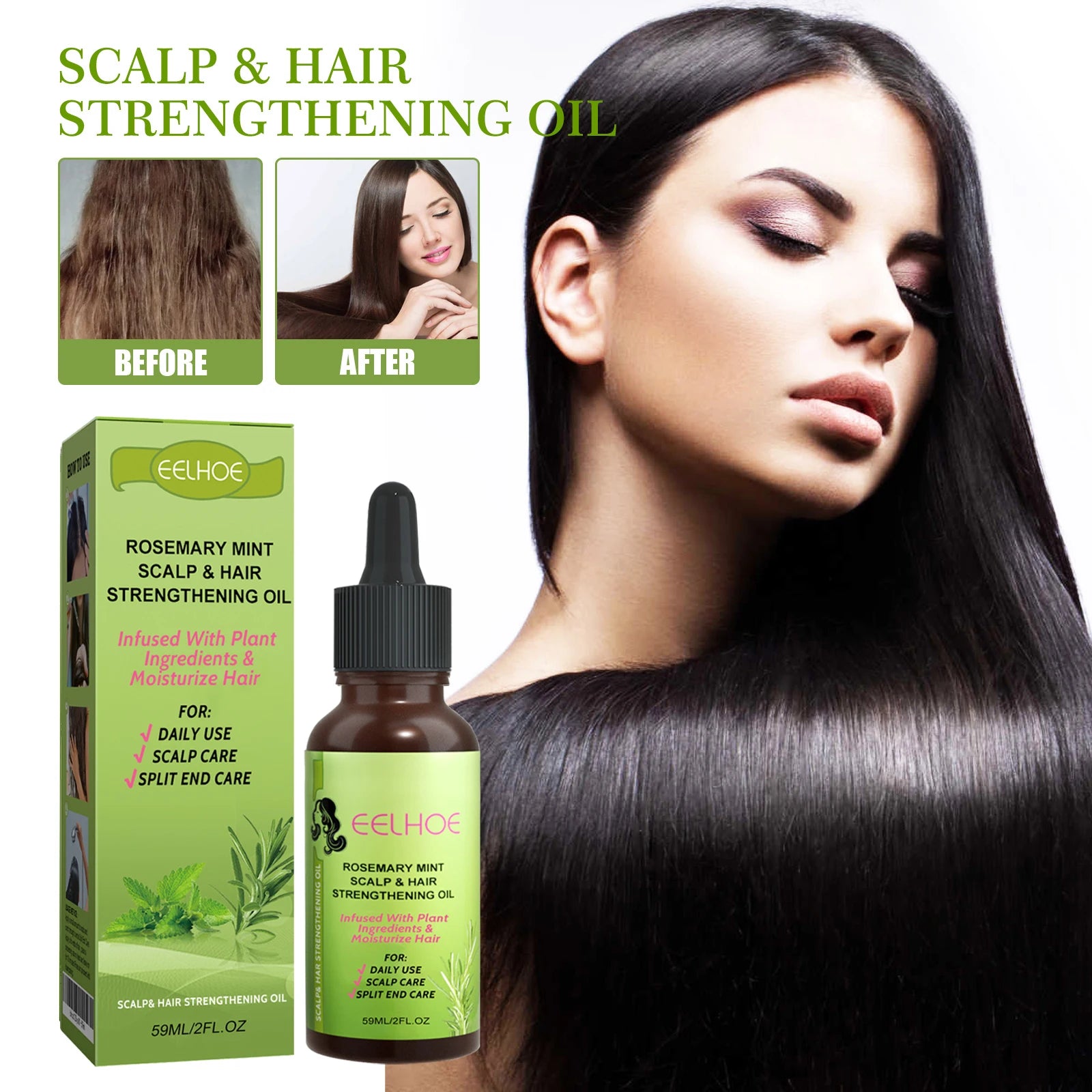 Scalp & Hair Strengthening Oil Effectively Repairing Damaged Scalp Reduce Dandruff Control Oil Moisturizing Hair Essential Oil Peaceful Pleasures Health and Wellness