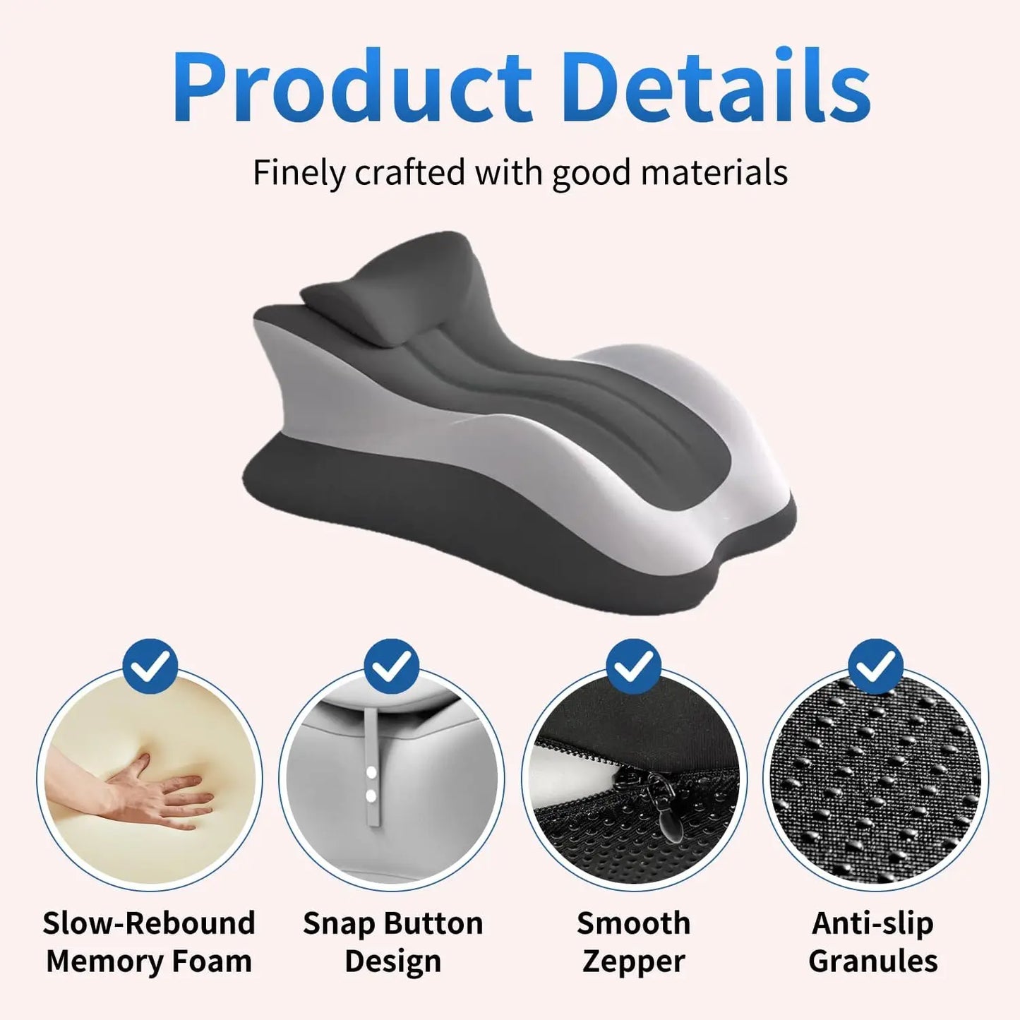 Bed Wedge Pillow for Back Pain Relief & Acid Reflux – Memory Foam Wedge Pillow for Reading in Bed Leg Elevation Peaceful Pleasures Health and Wellness