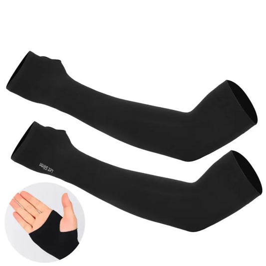 1 Pair Summer Finger Sleeve Ice Cool Wearing High Elastic Elbow Spring Outdoor Riding Fingerless Fishing Custom Ice Silk Sleeve Peaceful Pleasures Health and Wellness