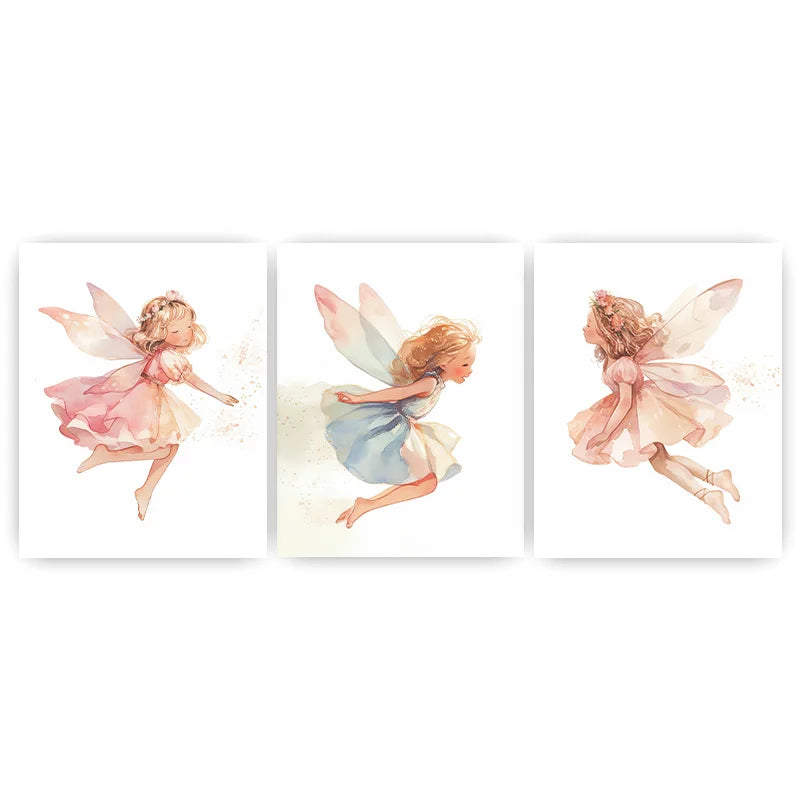 Nursery Wall Art, Nordic Cute Fantasy Fairy Canvas Painting, Baby Poster Print for Toddler Kids Princess Room Wall Decor Peaceful Pleasures Health and Wellness 01 15x20cm No Frame China Mainland