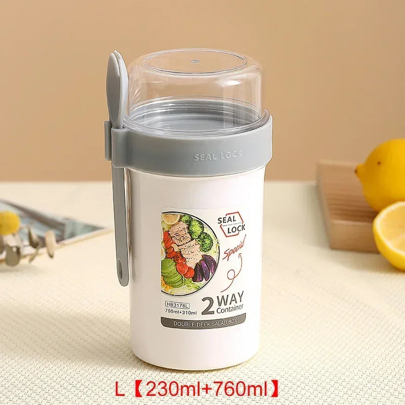 Portable Salad Cup with Lid & Fork – Leakproof Meal Prep