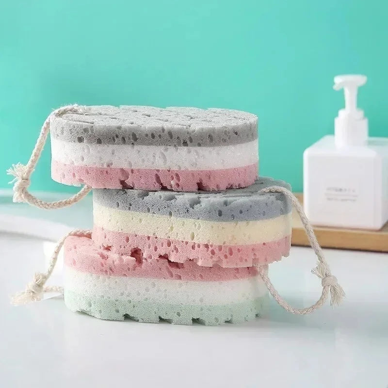 Colorful Three-layer Sponge Bath Sponge Massage Brush Thickened Adult Hanging Foaming Scrubbing Towel Exfoliating Bath Sponge Peaceful Pleasures Health and Wellness