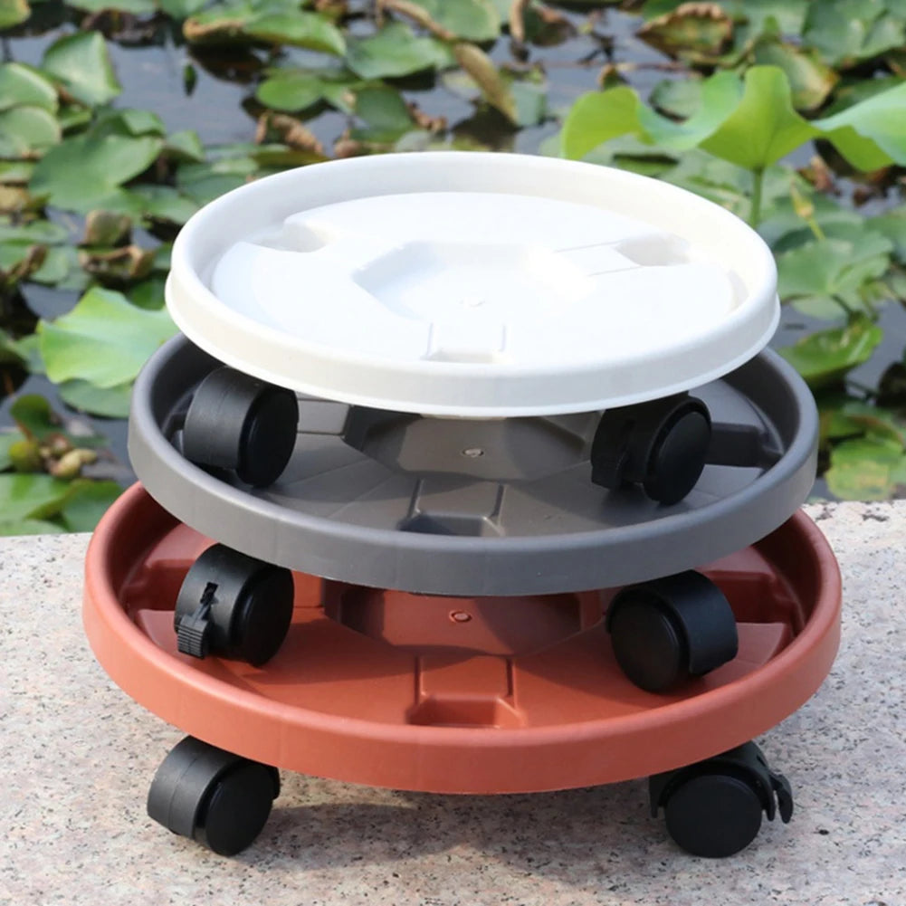 Plant Mover Wheels Movable Pot Holder Flower Base Round Plastic