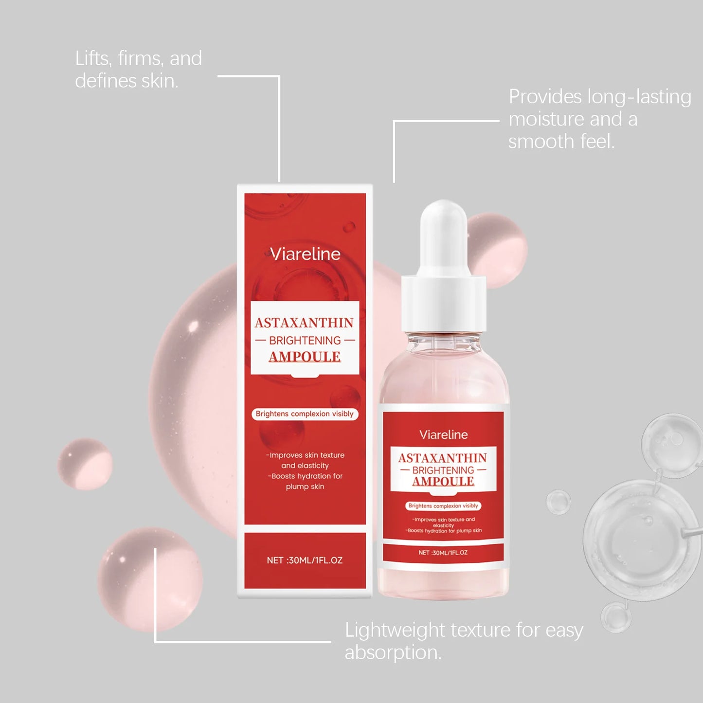 Viareline Astaxanthin Face Serum | Hydrating, Firming, Brightening