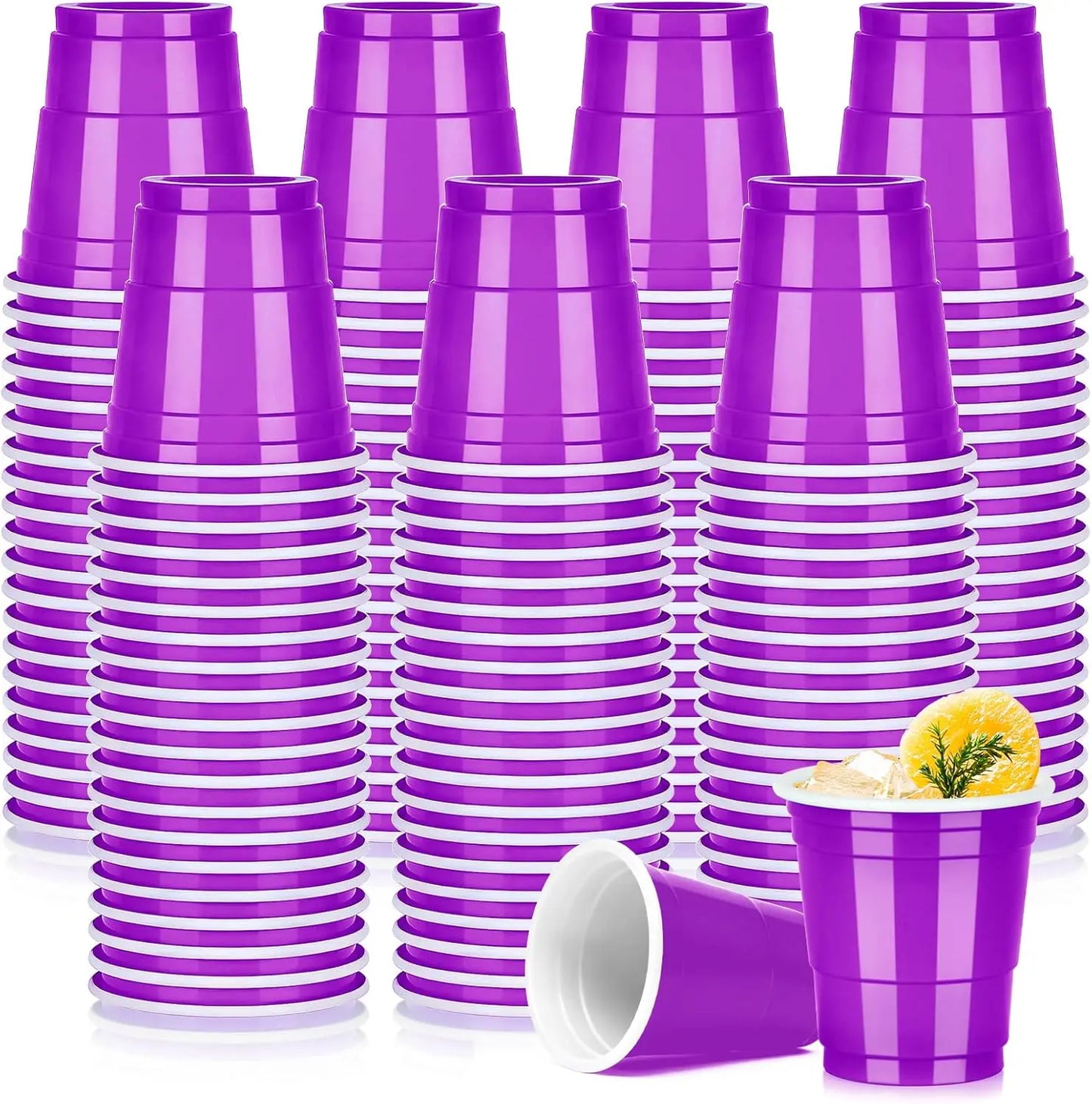 200Pack 2OZ Mini Party Cups Plastic Shot Glasses Red Disposable Cups for Christmas Birthday Wedding Holiday Celebrating Party Peaceful Pleasures Health and Wellness Purple 50ml
