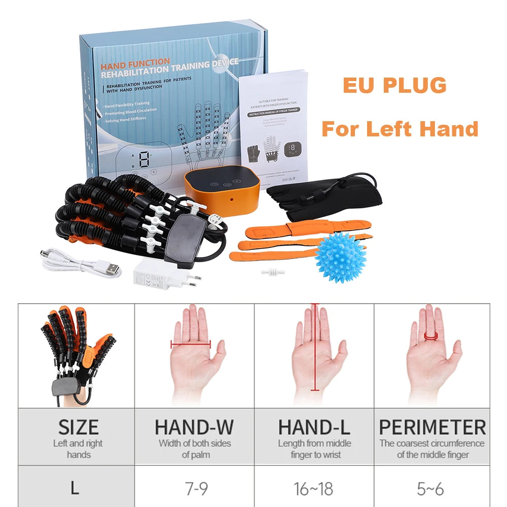 Hand Rehabilitation Robot Gloves Finger Exercise Stroke Hand Brace Hemiplegia Recovery Splint Glove Mirror Mobility Training Peaceful Pleasures Health and Wellness for Left L Size