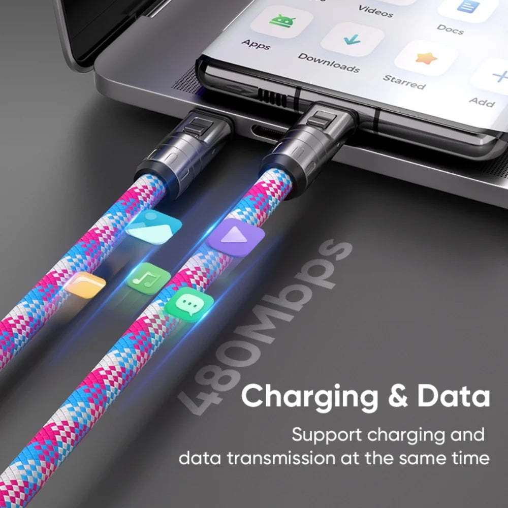 240W USB-C to USB-C Braided Fast Charging Cable PD3.1 & Lanyard