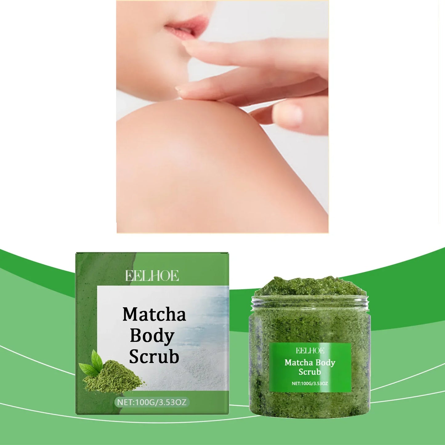 Eelhoe Matcha Sea Salt Body Scrub – Exfoliate & Hydrate