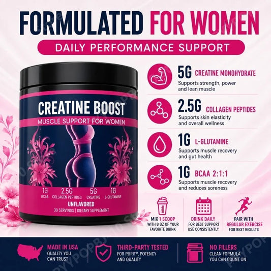 Creatine for Women with Collagen & BCAA – Booty Builder Supplement Women's Sports Supplement Peaceful Pleasures Health and Wellness