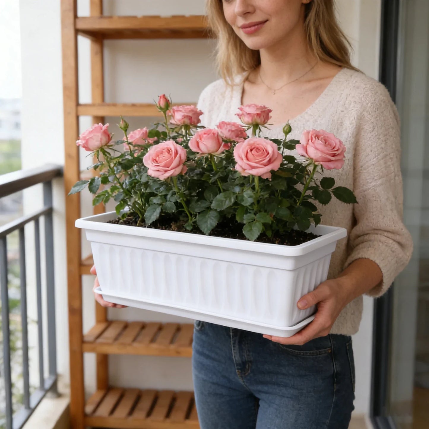 Rectangular Plastic Vegetable Planter – Breathable Indoor Garden Pot
